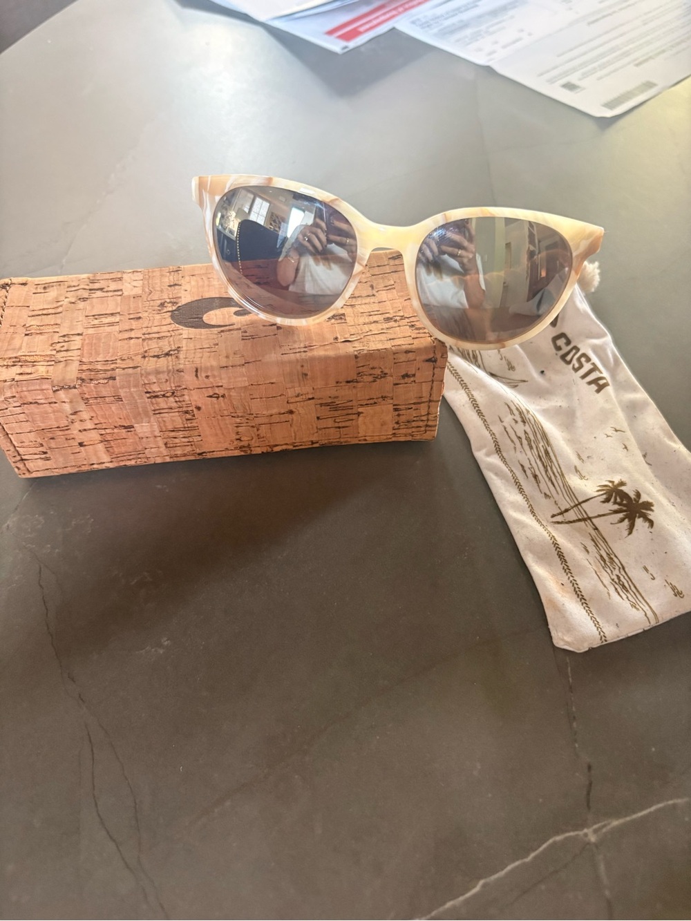 Sunglasses with case and pouch